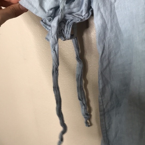 Linen midi ladies pullover shirt dress made in Italy size medium relaxed cute - Picture 4 of 12